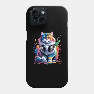 Splash Art Headphones British Longhair Cat Highland Straight Phone Case