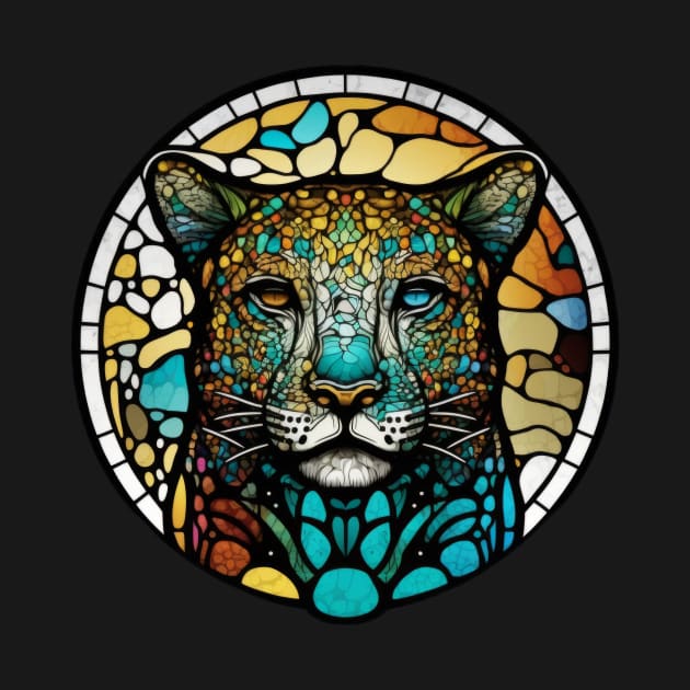 Panther Animal Portrait Stained Glass Wildlife Outdoors Adventure by Cubebox