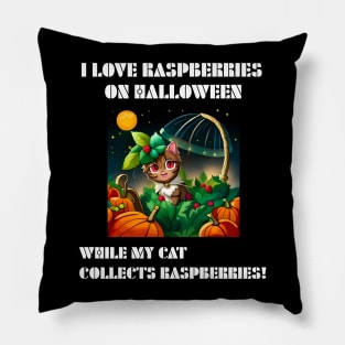 cat raspberry Halloween Pillow