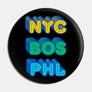 NYC, BOS, PHL Pin