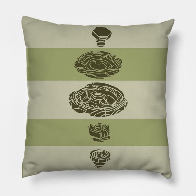 beyblade pieces green Pillow by Lins-penseeltje