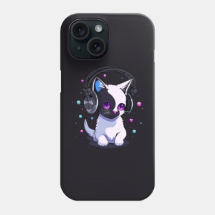 A kitten wearing headphones. Phone Case