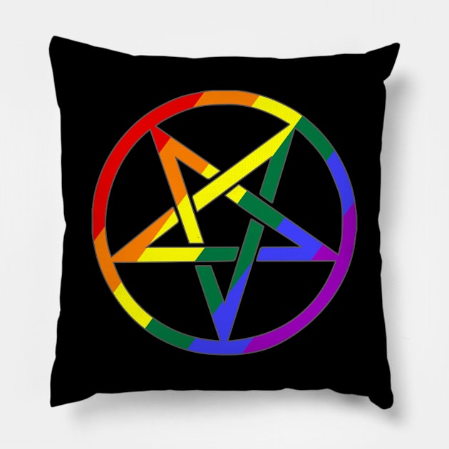 Rainbow Pentagram Pillow by AmandaPandaBrand