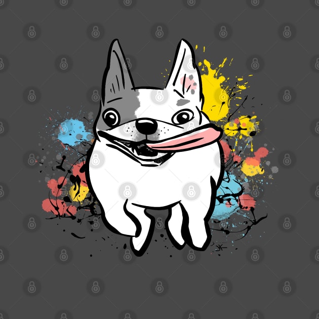 French Bulldog Running with Paint Splashes Frenchie Dog by Coffee Squirrel