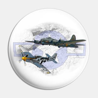 P-51 Mustang flying escort for B17 Pin