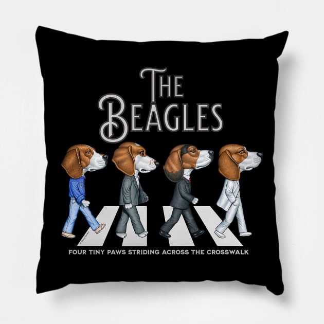 The Beagles Funny Cute Crosswalk Pillow by Danny Gordon Art