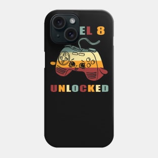 Level 8 Unlocked 8th Birthday vintage funny Gift idea for Gamers Phone Case