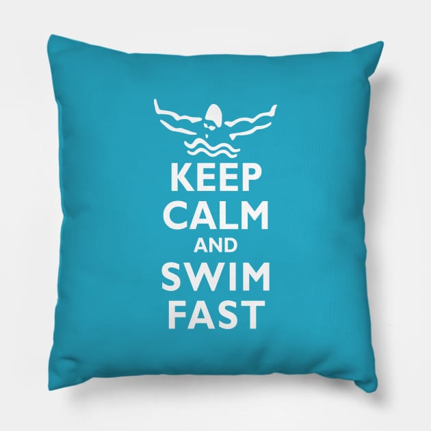 Keep Calm and Swim Fast Butterfly Swimming Pillow by TeeCreations