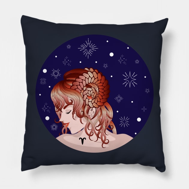 Aries girl Pillow by AnnArtshock