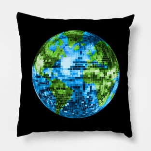 Galactic Disco Ball Planet Earth Pillow