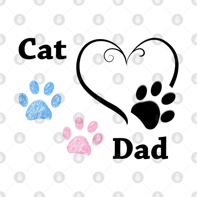 Cat Dad. Pink and blue paw print with hearts by GULSENGUNEL