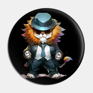 Kawaii funny gangster lion Pin