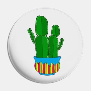 Cute Cactus Design #160: Funky-Shaped Cacti In Cute Pot Pin