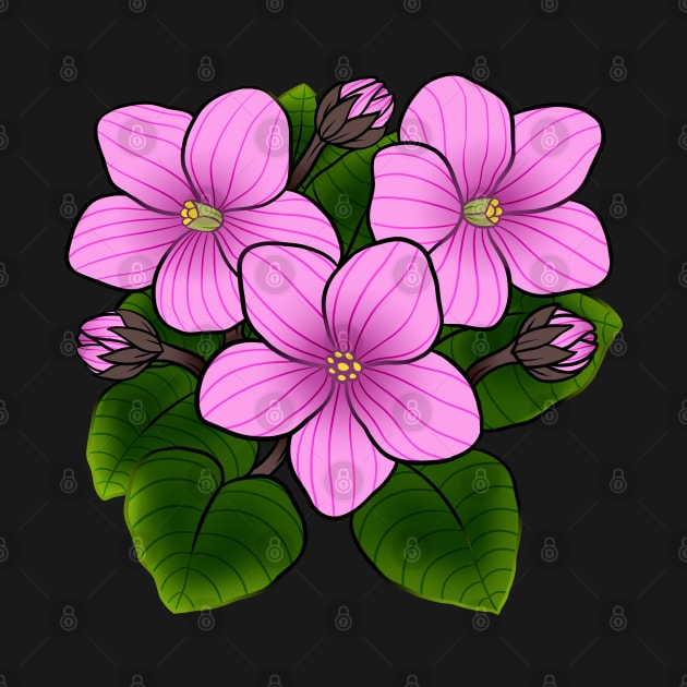 Pink African Violets in Black by leashonlife