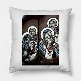 The Holy Family of Jesus - Alexandrian Iconographic Stories - By Amal Fomail Guirguis Pillow