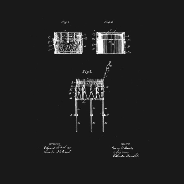 Snare Drum Vintage Patent Drawing by TheYoungDesigns