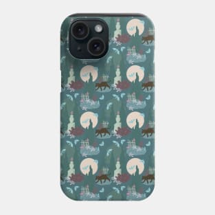 Moonlit night in a garden in green Phone Case