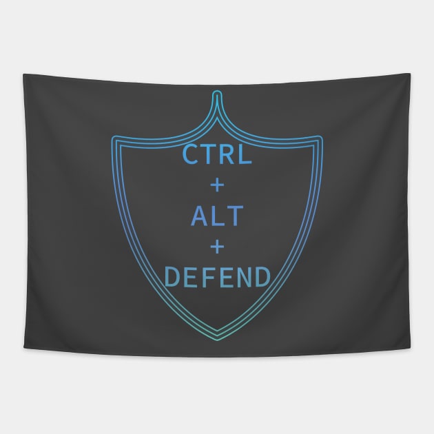 Ctrl+Alt+Defend (blue) Tapestry by McNerdic