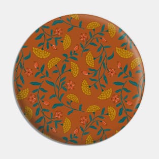 Summer Florals Marigold Pattern - Rust and Yellow Pin