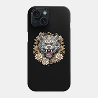 Hissing Cat Among Roses Phone Case