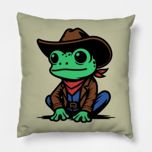 Frog Cowboy Pillow