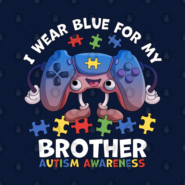 I Wear Blue For My Brother Autism Awareness Gaming Controller by OrangeMonkeyArt