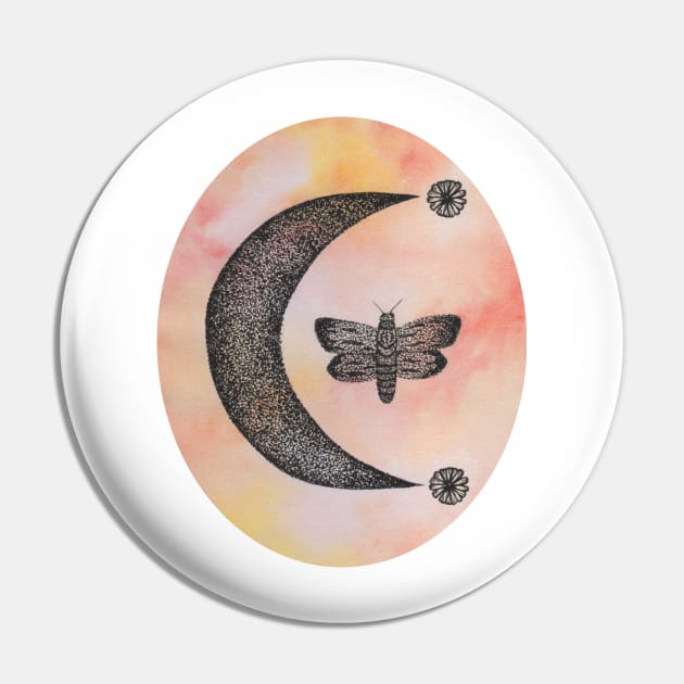 Tie dye dotwork moon Pin by GinaaArts