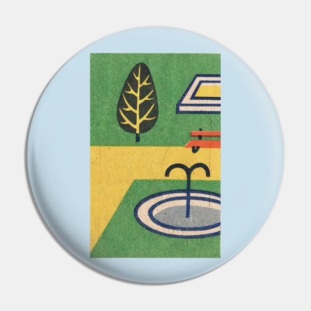 Vintage Minimalist Park Scene / Illustration Art Pin by DankFutura