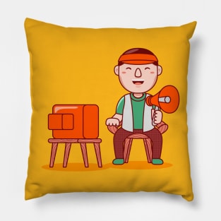 Cute Film Director Cartoon Pillow