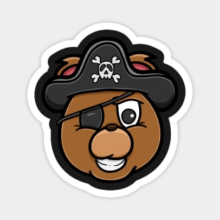 Bear Head Pirate Cartoon Mascot Magnet