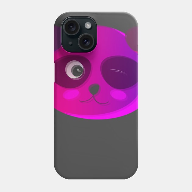 Glitch Panda Neon Face Phone Case by tatadonets