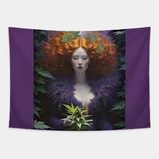 Celtic Redhead With Cannabis Leaves Tapestry