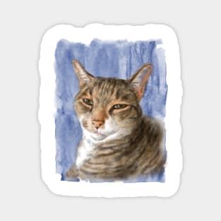 Cute adorable cat portrait watercolor painting Magnet