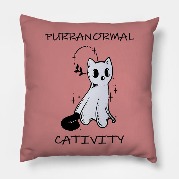 purranormal cativity halloween funny ghost cat Pillow by lazykitty