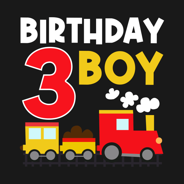 I'm 3 Birthday Boy 3rd Bday Train Car Fire Truck by OHC t-shirt