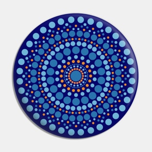 Blue Orange Mandala Dotted Pin