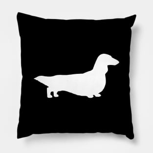 White Long Haired Dachshund Dog Breed Silhouette Pillow