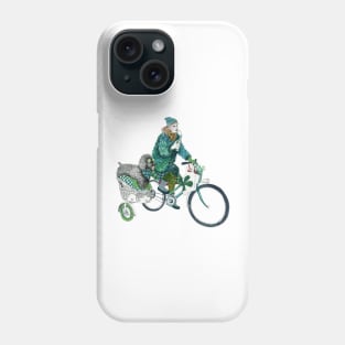 Girl with her poodle on tricycle Phone Case