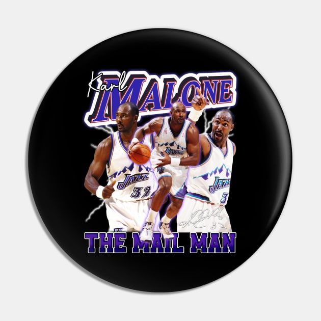 Karl Malone The Mail Man Basketball Legend Signature Vintage Retro 80s 90s Bootleg Rap Style Pin by CarDE