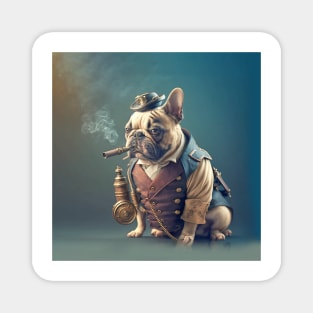 French Bulldog Steampunk Smoking Pipe Magnet