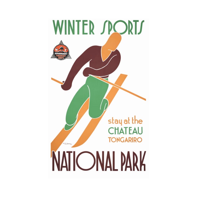 New Zealand Vintage Travel Poster Winter Sports by vintagetreasure