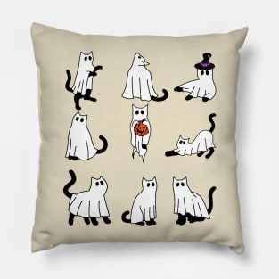 Cute Ghost Cat Funny Halloween Black Cat Pillow