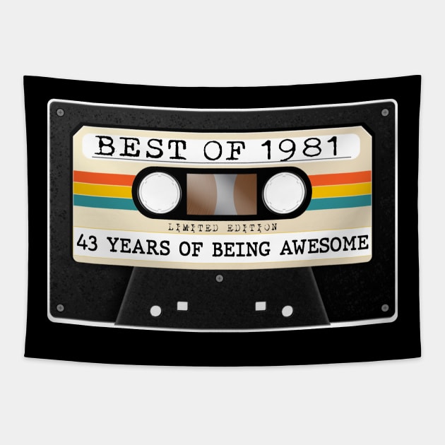 Funny Best of 1981 43rd Birthday Cassette Tape Vintage Tapestry by Happy Solstice