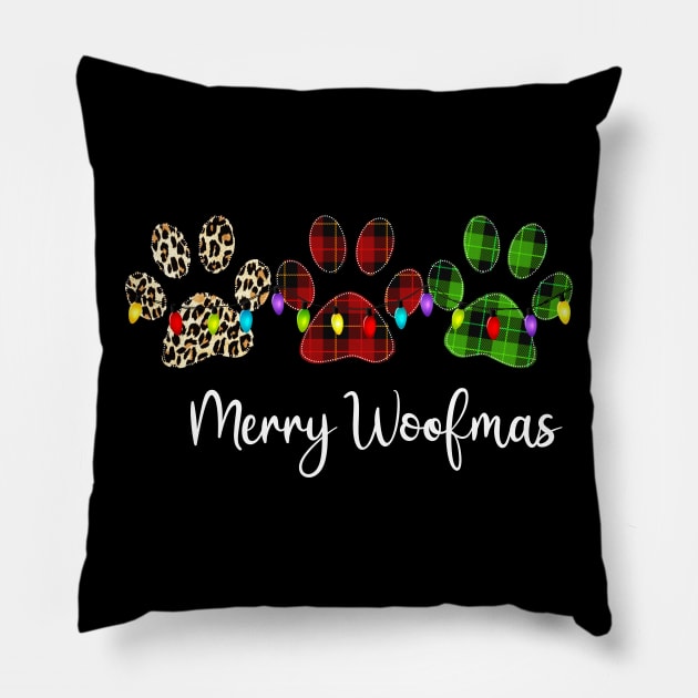 MERRY WOOFMAS CHRISTMAS Pillow by JohnetteMcdonnell