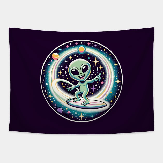 Alien Surfing in Outer Space Tapestry by Art_Boys