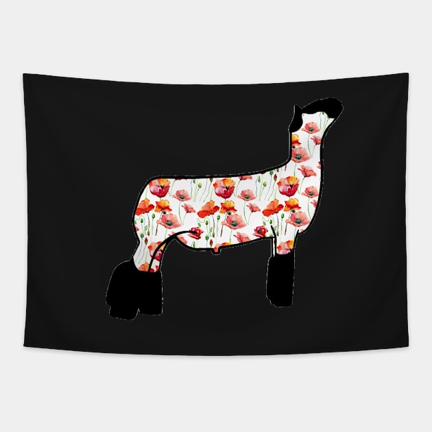 Watercolor Poppy Market Wether Lamb Silhouette 2 - NOT FOR RESALE WITHOUT PERMISSION Tapestry by l-oh