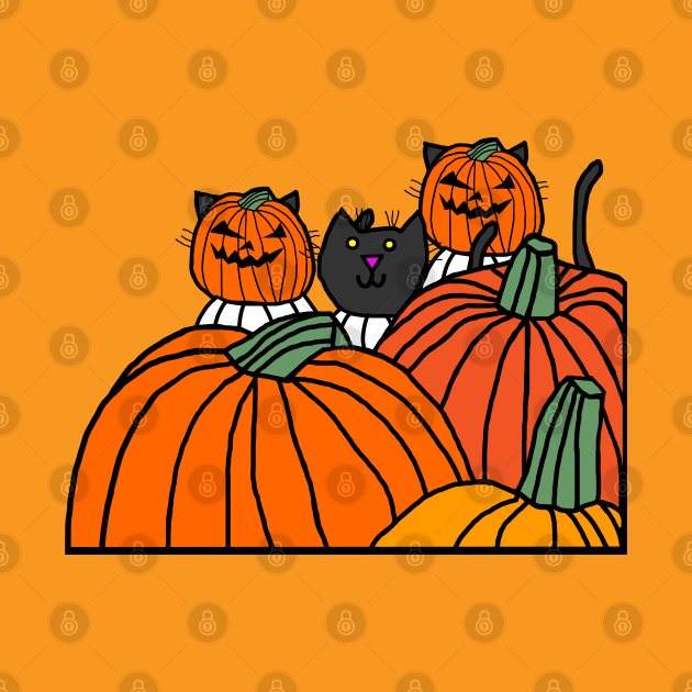 Halloween Horror Pumpkin Head Cats by ellenhenryart