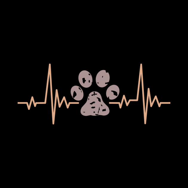 Cat Paw Print Heartbeat Design, Cute Cat Lover Gift by Monday Cattitude