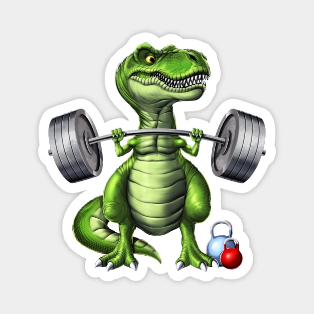 T-Rex Dinosaur Fitness Workout Magnet by underheaven