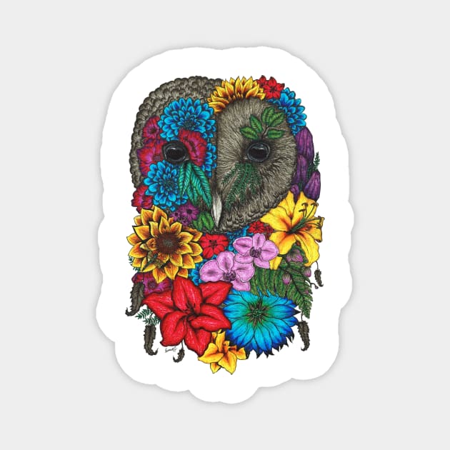 Floral Owl Color White Background Magnet by SamuelJ